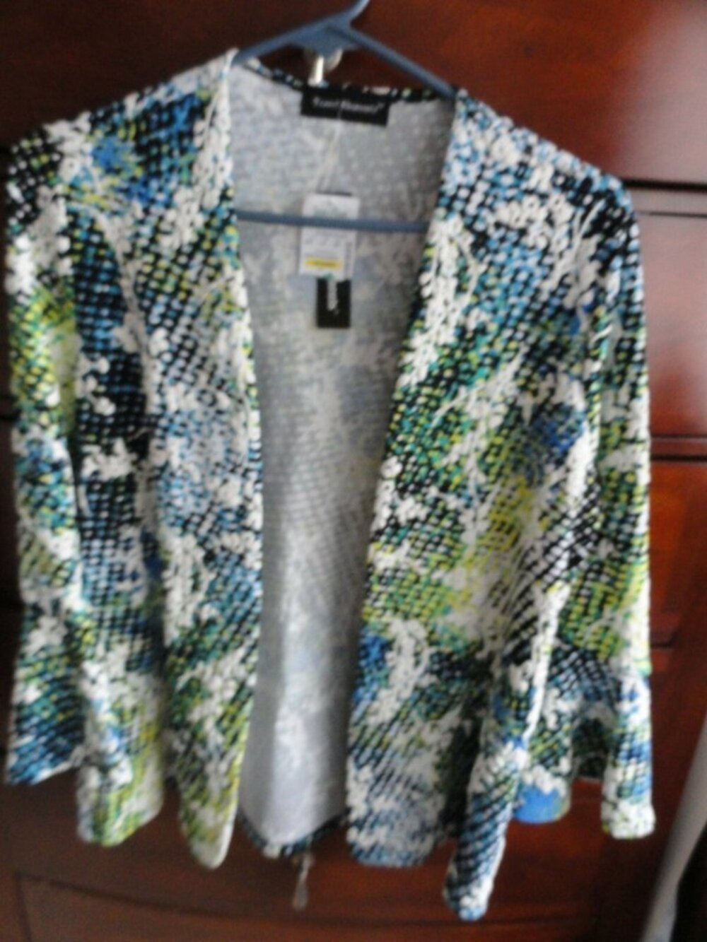 Women´s Travel Elements- Open Front- Bell Cuff Knit Printed Cardigan - Size S.